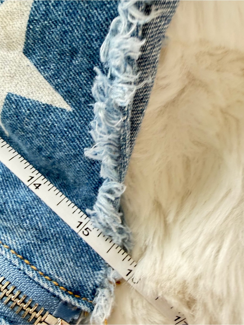 Le Lis Blue Denim Mini Skirt with White Star Print - Picture 7 of 10
